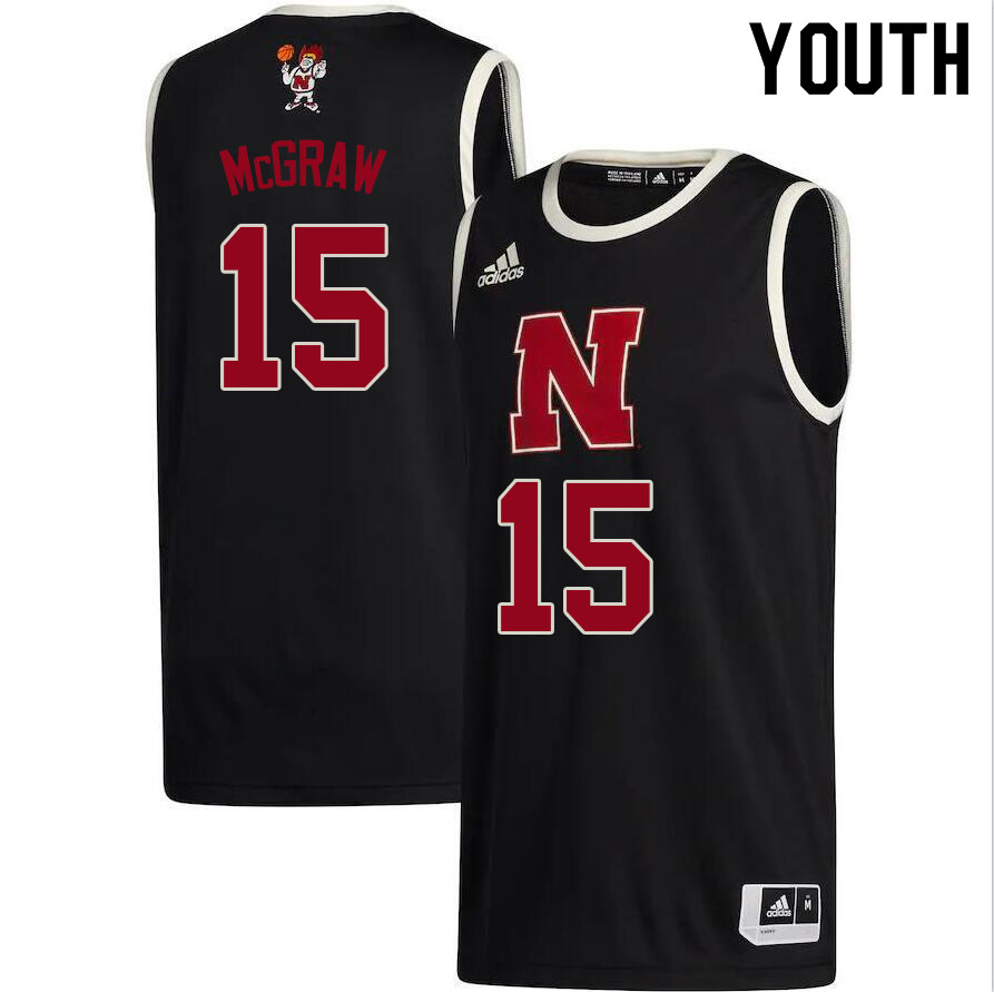 Youth #15 Chris McGraw Nebraska Cornhuskers College Basketball Jerseys Sale-Black - Click Image to Close